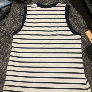 dip Navy and White Striped Tank Top